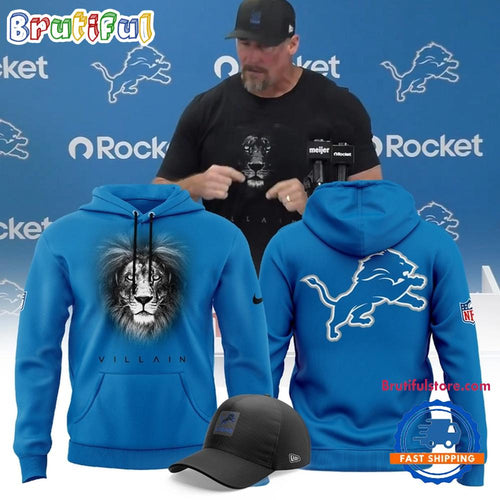 Dan Campbell Detroit Lions Villain 2025 Blue Hoodie