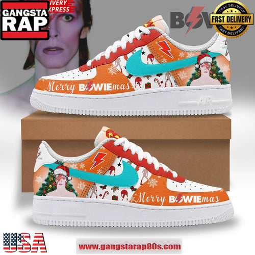 David Bowie Merry Christmas Limited Edition Air Force 1 Running Sneakers Shoes