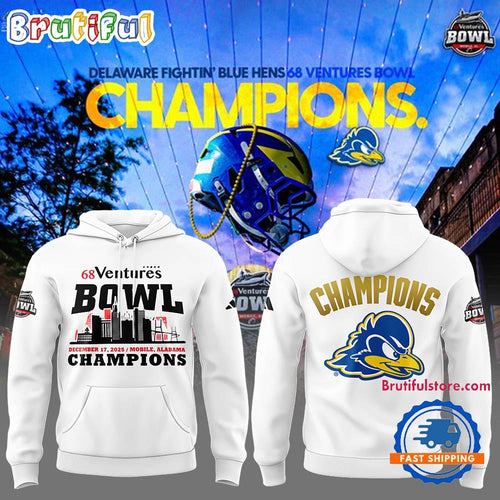 Delaware Fightin’ Blue Hens Football 68 Ventures Bowl Champions 2025 Limited Hoodie Shirt
