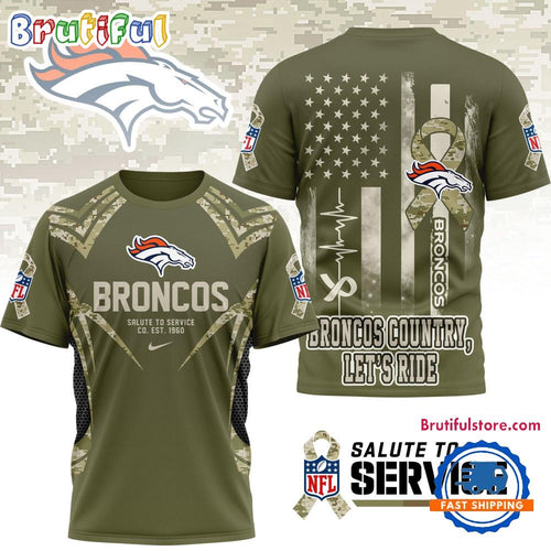 Denver Broncos 2025 NFL Salute to Service Camo All Over Print Shirt