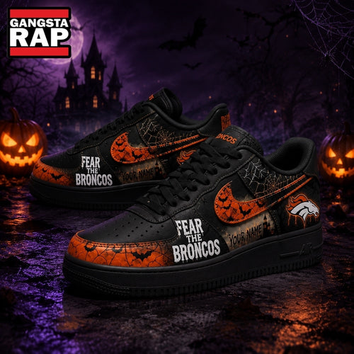 Denver Broncos NFL Fear The Team Halloween Air Force 1 Shoes Sneakers