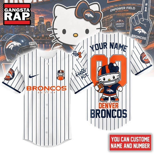 Denver Broncos NFL Kitty Game Day Custom Baseball Jersey Shirt