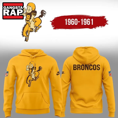 Denver Broncos Throwback 1960 Limited Edition Yellow Hoodie Shirt Hoodie T-Shirt