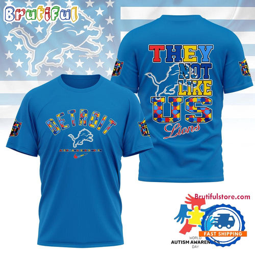Detroit Lions 2026 NFL Autism Awareness Month All Over Print Shirt