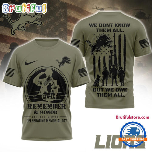 Detroit Lions 2026 NFL Celebrating Memorial Day Limited 3D Shirt
