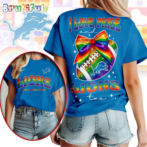 Detroit Lions 2026 NFL Pride Month Football Bow Unisex 3D Shirt