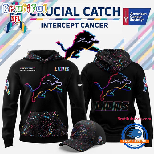 Detroit Lions NFL Crucial Catch 2025 Black Hoodie