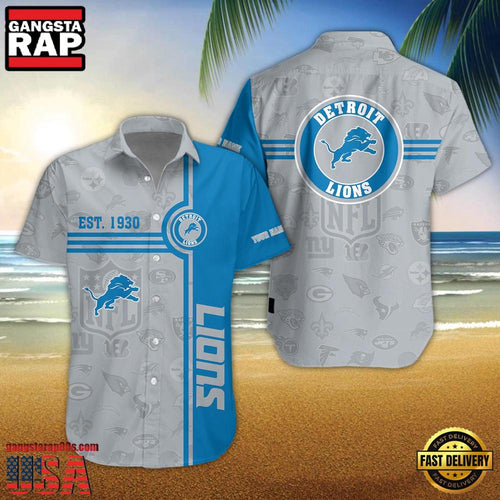 NFL Detroit Lions Logo Team Custom Name New Design Hawaiian Shirt