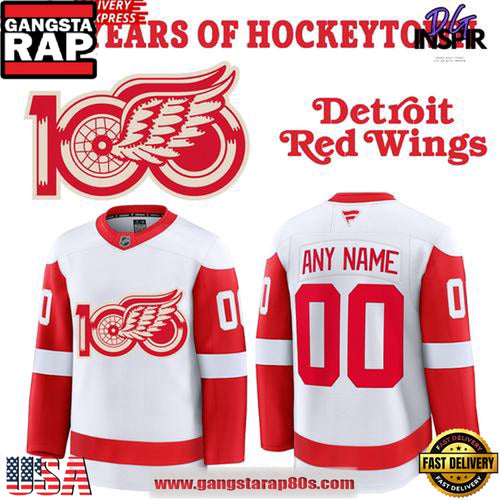 Detroit Red Wings 100 Years Of HOCKEYTOWN White Custom Hockey Jersey