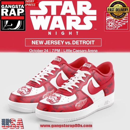 Detroit Red Wings x Star Wars Night 2025 Air Force 1 Running Sneakers Shoes