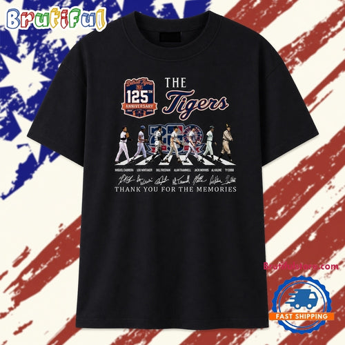 Detroit Tigers 125th Anniversary Abbey Road Abbey Walk Signatures T Shirt