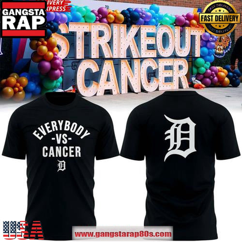 Detroit Tigers Strike Out Cancer Special Black Unisex T-Shirt