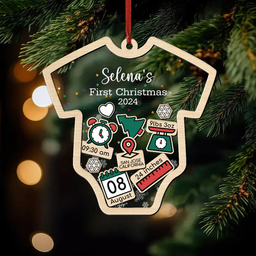 Custom Baby’s First Christmas 2025 Ver .2 - Personalized Shaker Ornament - Customized Baby Name, New 1st Baby Gift, Baby Keepsake, 4D Shake Babies