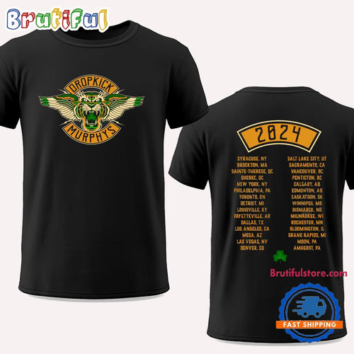 Dropkick Murphys Tiger Fall 2024 Tour Concert T Shirt