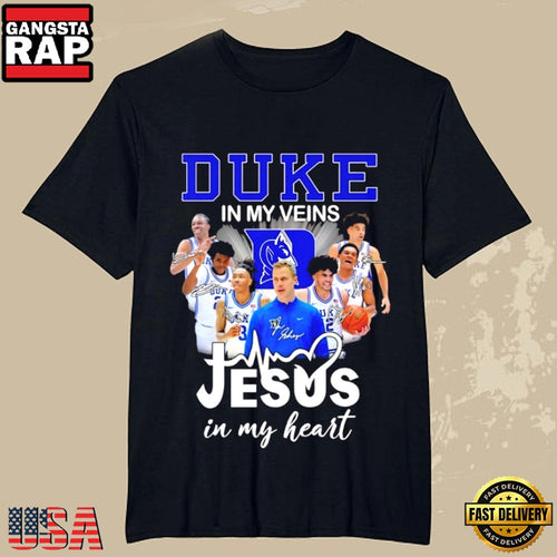Duke Blue Devils Coach Jon Scheyer In My Veins Jesus In My Heart T-Shirt