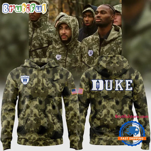 Duke Blue Devils Men’s Basketball 2025 Military Appreciation Camo Hoodie Shirt