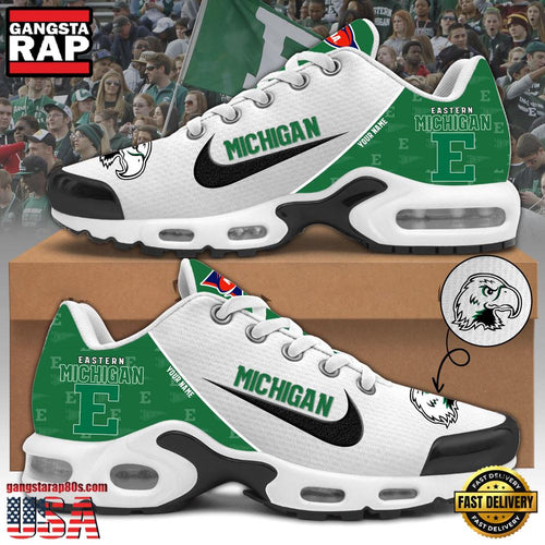 NCAA Custom Name Eastern Michigan Football Mascot Symbol Air Max Plus Shoes Running Sneakers