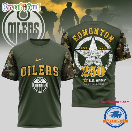 Edmonton Oilers NHL 250 Years US Army Limited 3D Shirt