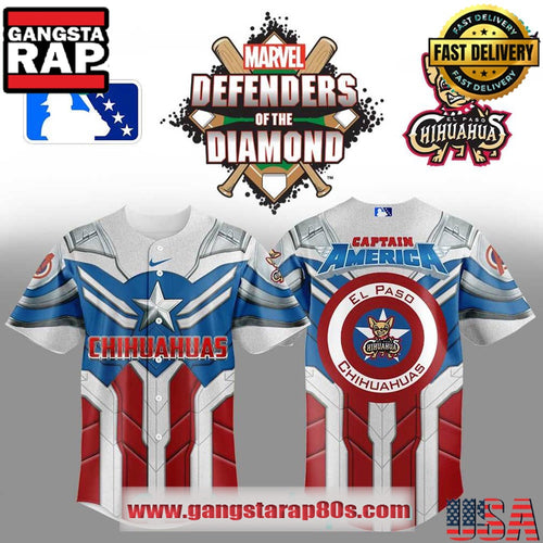 El Paso Chihuahuas x Captain America Special Baseball Jersey Shirt