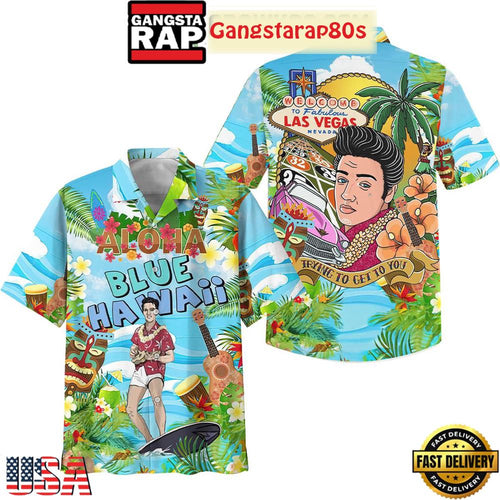 Elvis Presley Aloha Blue Hawaii Trying To Get To You Aloha Hawaiian Shirt