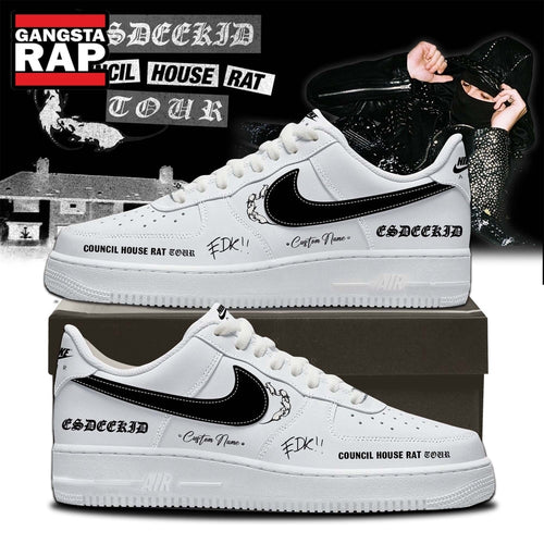 EsDeeKid Council House Rat Tour 2026 White Air Force 1 Shoes Sneaker , Music Trending Shoes