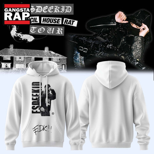 EsDeeKid Council House Rat Tour 2026 White Hoodie , Music Trend Shirt