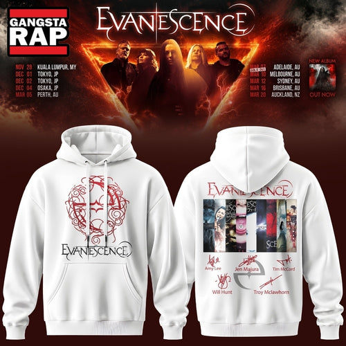 Evanescence Australia & New Zealand Tour 2027 White Hoodie T-Shirt