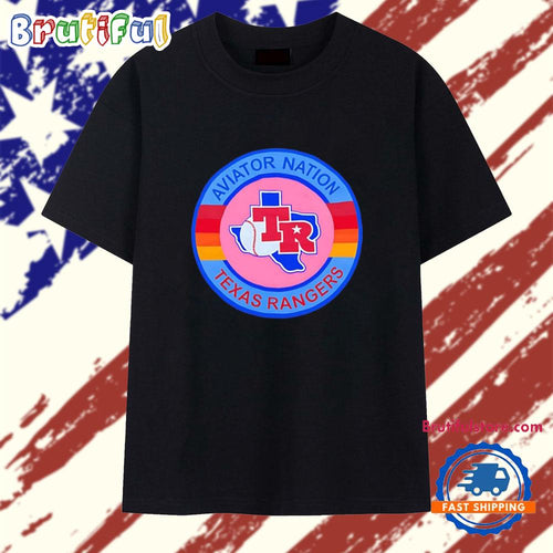 Texas Rangers Aviator Nation x MLB Pink Logo T Shirt