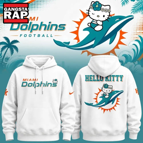 Exclusive Miami Dolphins x Hello Kitty 2026 White Hoodie , Music Trend Shirt