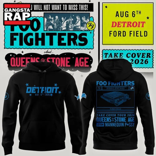 Exclusive Version Detroit Lions x Foo Fighters 2026 Black Hoodie , Music Trend Shirt
