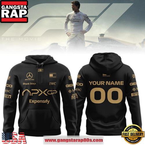 F1 The Movie 2025 APXGP Brad Pitt Black All Over Print Hoodie