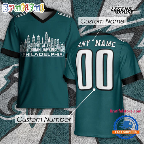 Featuring The City Skyline Built From Legendary Philadelphia Eagles Football Jersey