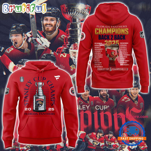 Florida Panthers Champions Back 2 Back 2025 Final Red Hoodie T-Shirt