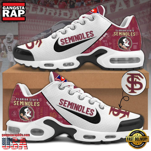 NCAA Custom Name Florida State Seminoles Football Mascot Symbol Air Max Plus Shoes Running Sneakers