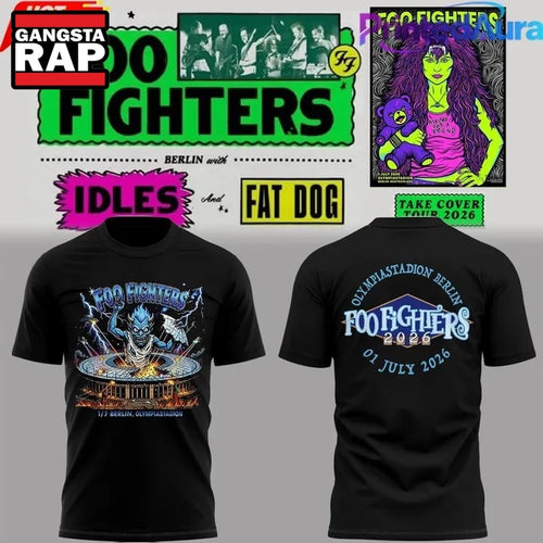 Foo Fighters Take Cover Tour 2026 New Design T Shirt , Music Trending 3D Shirt