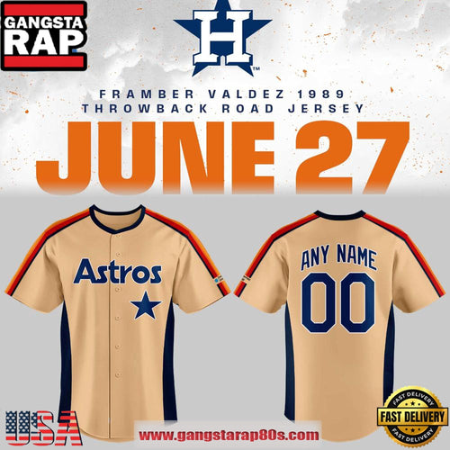 Framber Valdez 1989 Throwback Road Houston Astros Custom Baseball Jersey Shirt