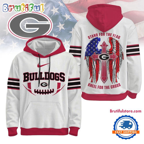 Georgia Bulldogs 2025 NCAA Stand For The Flag Kneel For the Cross Hoodie