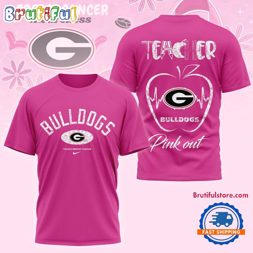 Georgia Bulldogs 2025 NCAA Teacher Tackle Breast Cancer Unisex 3D Shirt