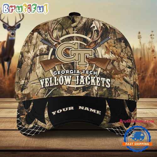 Georgia Tech Yellow Jackets Camo Hunting Cap, Sport Team Camo Hunting Hats