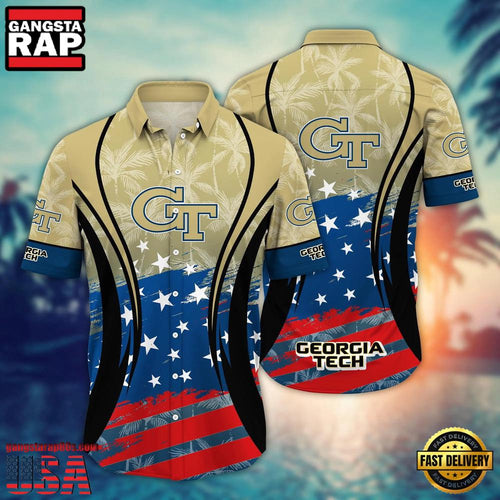 MLB Georgia Tech Yellow Jackets Team Logo Hot Summer Aloha Hawaiian Shirt
