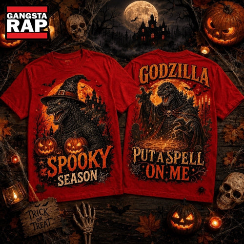 Godzilla Witch Hat Halloween Jack O Lantern Spooky Season 3D Shirt , Music Trending 3D Shirt