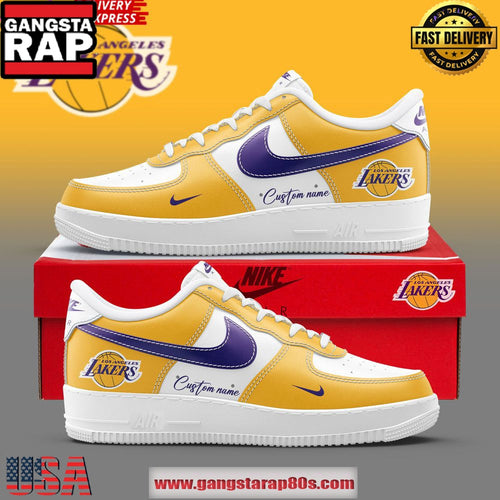 Golden Los Angeles Lakers Custom Air Force 1 Sneakers Shoes