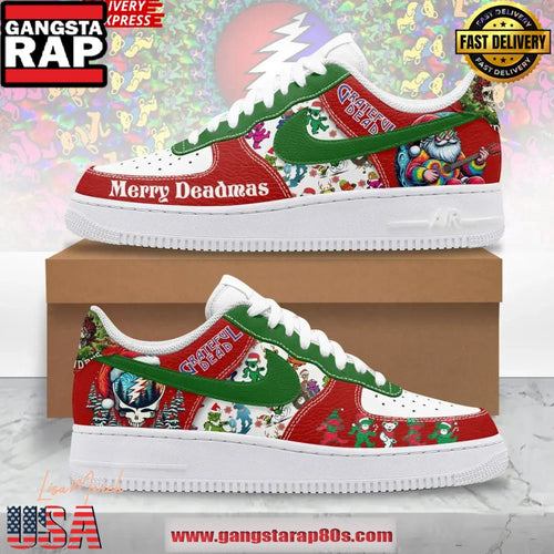 Grateful Dead Merry Deadmas Limited Edition Air Force 1 Running Sneakers