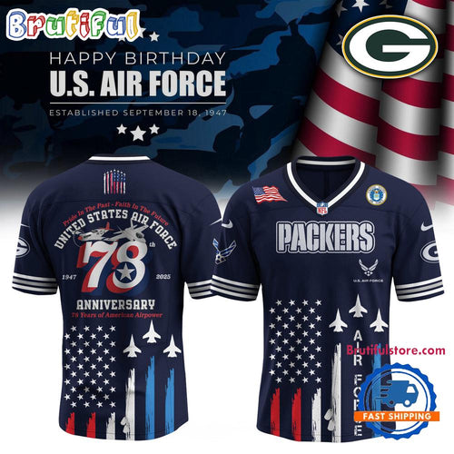 Green Bay Packers 2025 NFL US Air Force Birthday Football Jersey
