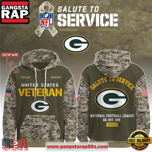 Green Bay Packers NFL Veteran Birthday 2025 Custom Name Unisex Hoodie
