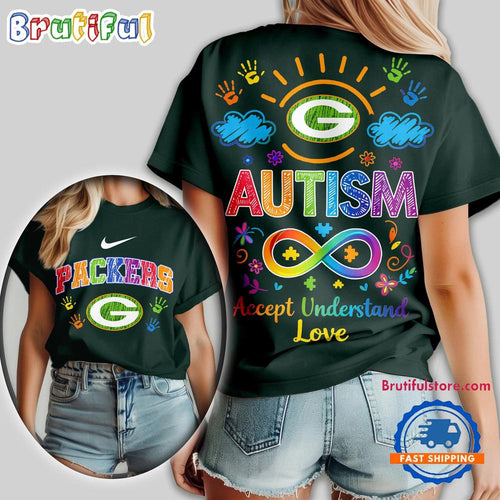 Green Bay Packers 2026 NFL National Autism Acceptance Month Design 3D T Shirt