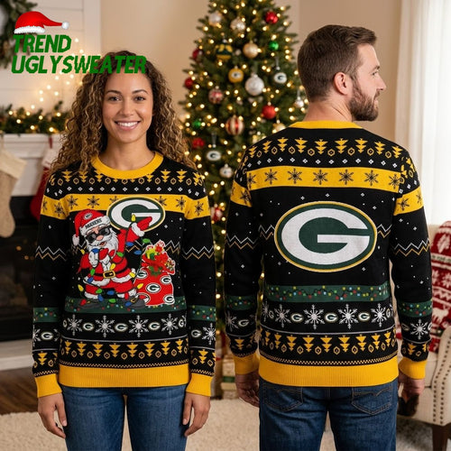 Green Bay Packers Dabbing Santa Logo Ugly Christmas Sweater