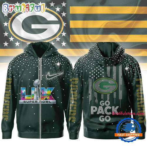 Green Bay Packers NFL 2026 Super Bowl Go Pack Go Zip Hoodie Shirt