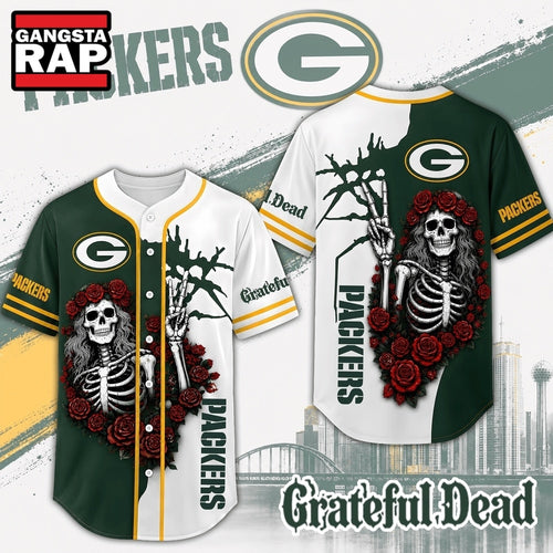 Green Bay Packers NFL Game Day Grateful Dead Baseball Jersey Shirt