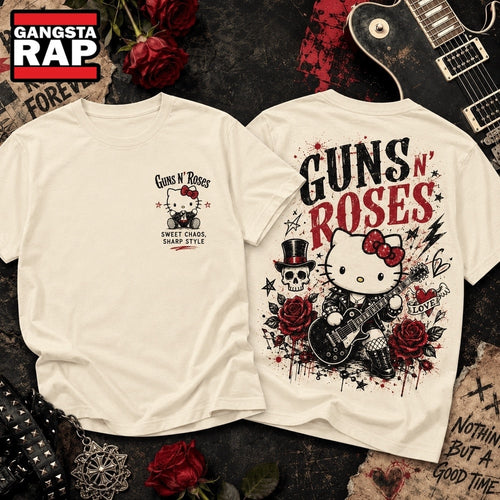Guns N’ Roses Sweet Chaos Wild Rose Kitty Vintage Rock 3D Shirt Hoodie T-Shirt